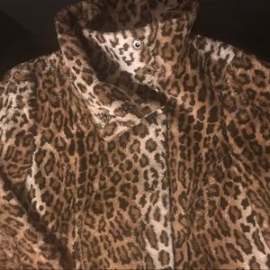 Cropped Leopard Faux Fur Coat.